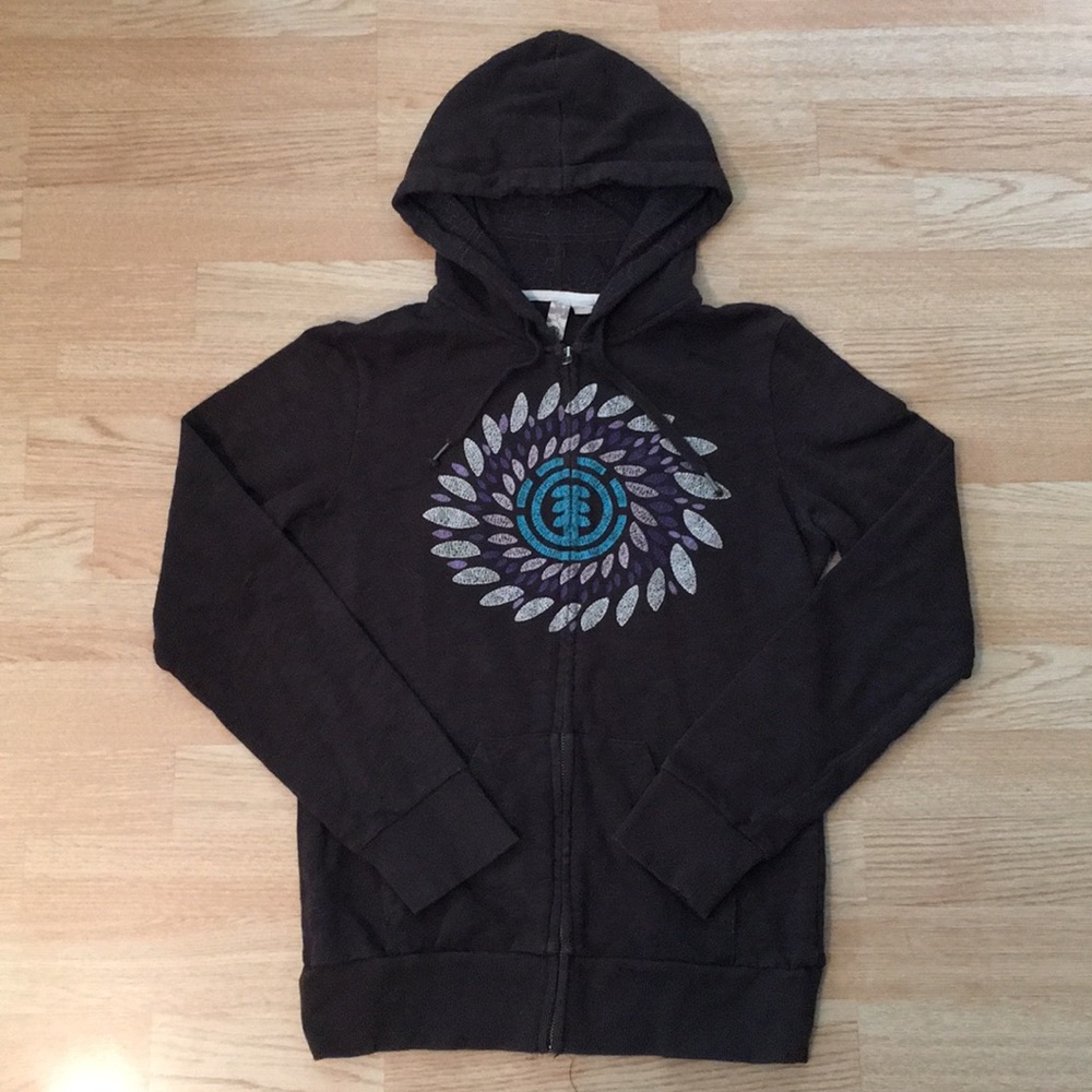 Element embroidered zip up with hood